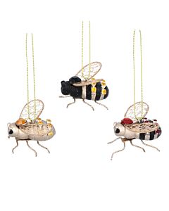 Gisela Graham - Bee Hanging Christmas Decorations x3